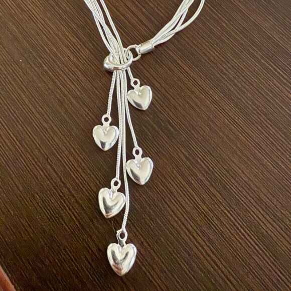 NEW Sterling Silver Tassel Heart Charm Necklace, 925 Stamped - Picture 6 of 6